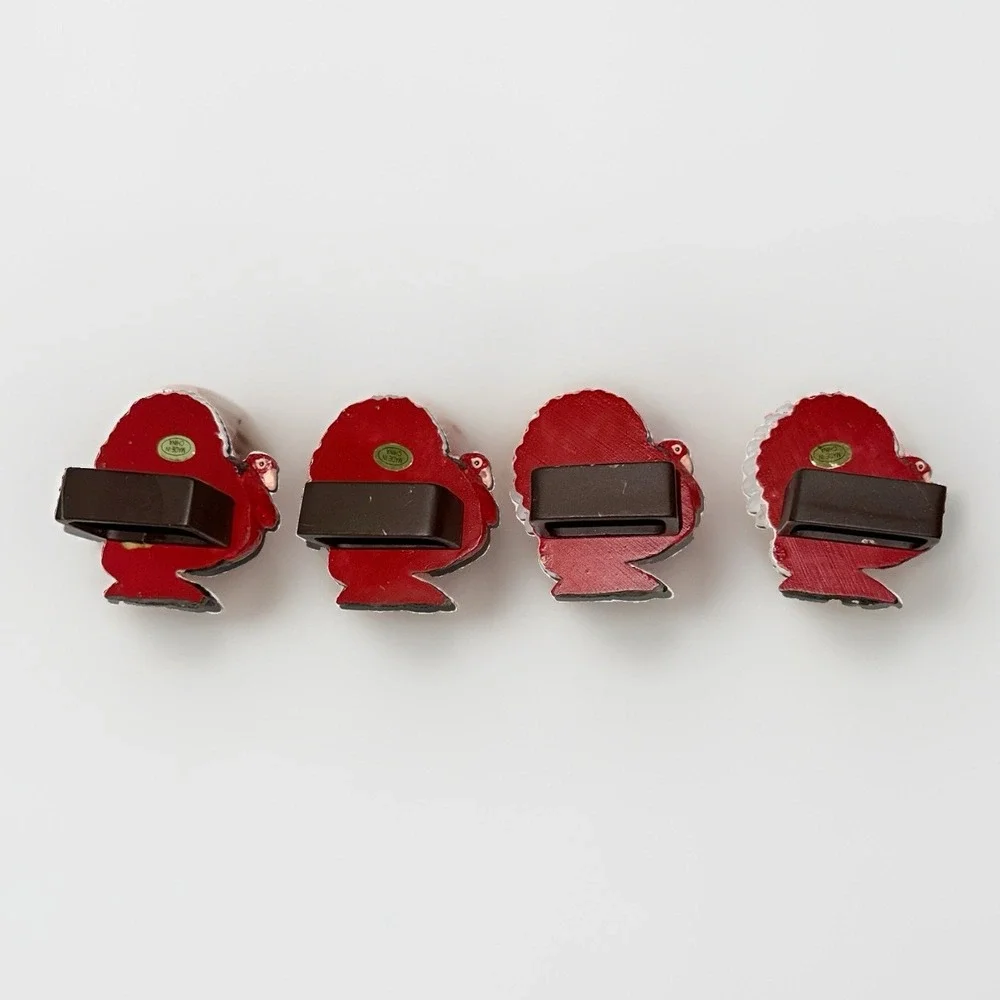 Vintage Turkey Napkin Rings Set of 4 Resin Thanksgiving Fall Harvest Table Decor